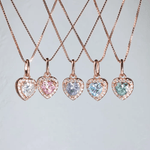 Mint Moissanite Heart Halo Necklace by Elate - Love Estella