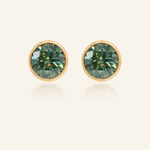 One Carat Green Moissanite Bezel Studs - Love Estella