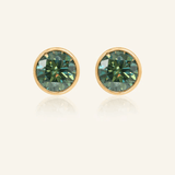 One Carat Green Moissanite Bezel Studs - Love Estella