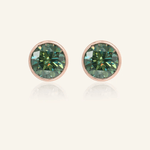 One Carat Green Moissanite Bezel Studs - Love Estella