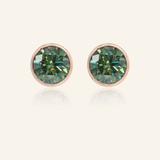 One Carat Green Moissanite Bezel Studs - Love Estella