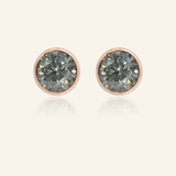 One Carat Gunmetal Grey Moissanite Bezel Studs - Love Estella