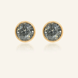 One Carat Gunmetal Grey Moissanite Bezel Studs - Love Estella