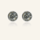 One Carat Gunmetal Grey Moissanite Bezel Studs - Love Estella