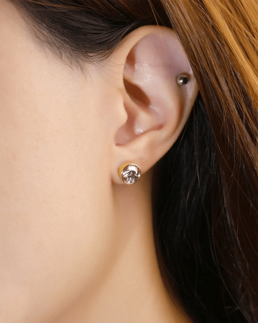 One Carat Gunmetal Grey Moissanite Bezel Studs - Love Estella