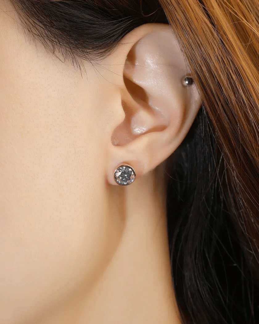 One Carat Mystic Moissanite Bezel Studs - Love Estella