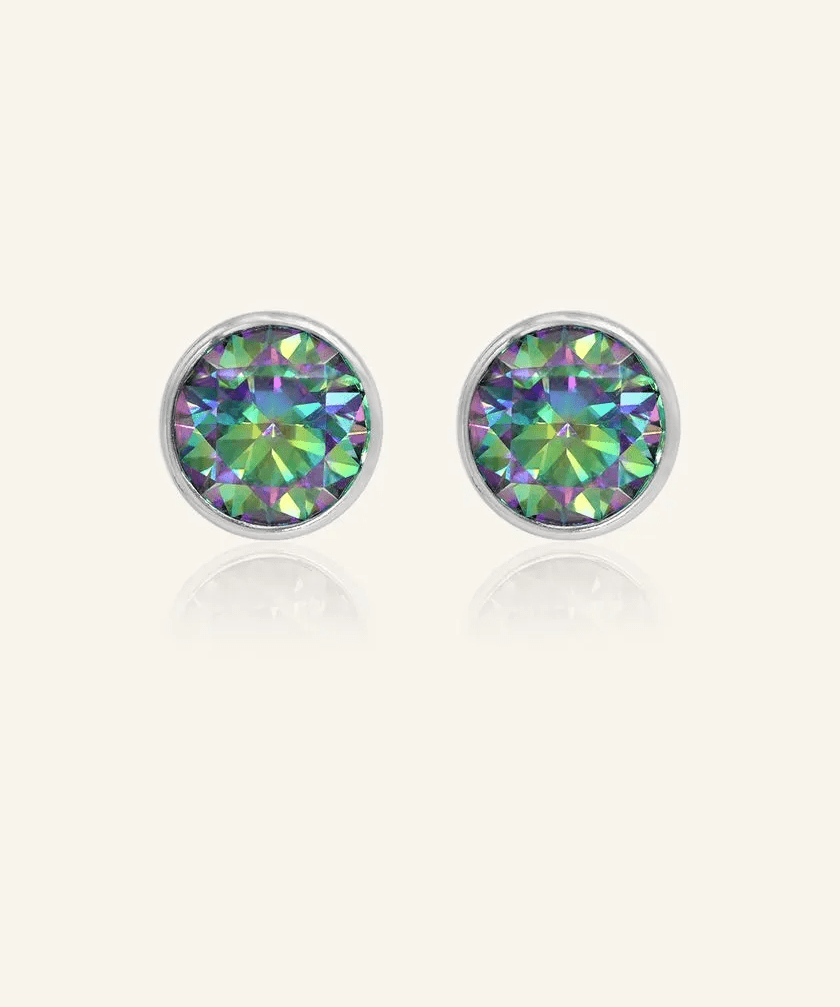 One Carat Mystic Moissanite Bezel Studs - Love Estella