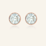 One Carat Snow Blue Moissanite Bezel Studs - Love Estella