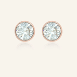 One Carat Snow Blue Moissanite Bezel Studs - Love Estella