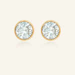 One Carat Snow Blue Moissanite Bezel Studs - Love Estella