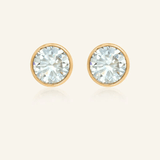 One Carat Snow Blue Moissanite Bezel Studs - Love Estella