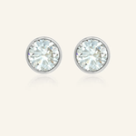 One Carat Snow Blue Moissanite Bezel Studs - Love Estella