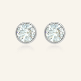 One Carat Snow Blue Moissanite Bezel Studs - Love Estella