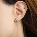 One Carat Snow Blue Moissanite Bezel Studs - Love Estella