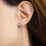 One Carat Snow Blue Moissanite Bezel Studs - Love Estella