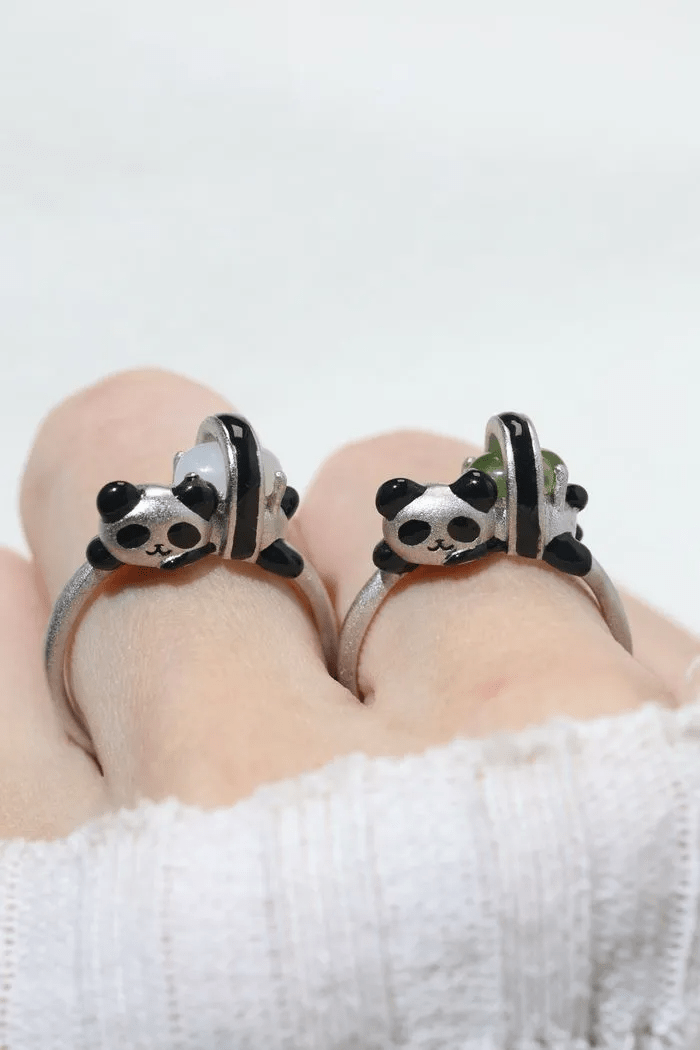 Panda Sushi Roll Ring (White Jade) - Love Estella