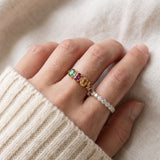 Papillon Trio Gemstone Ring in rose gold, worn on hand
