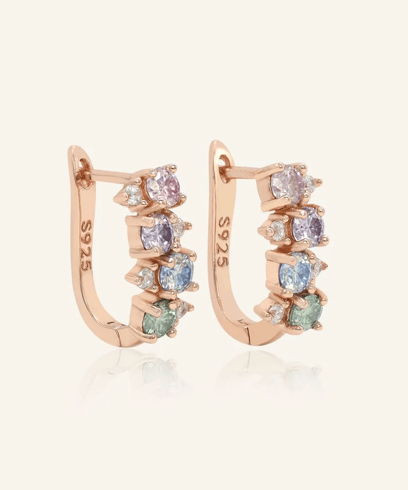 Pastel Moissanite Cluster Huggies - Love Estella