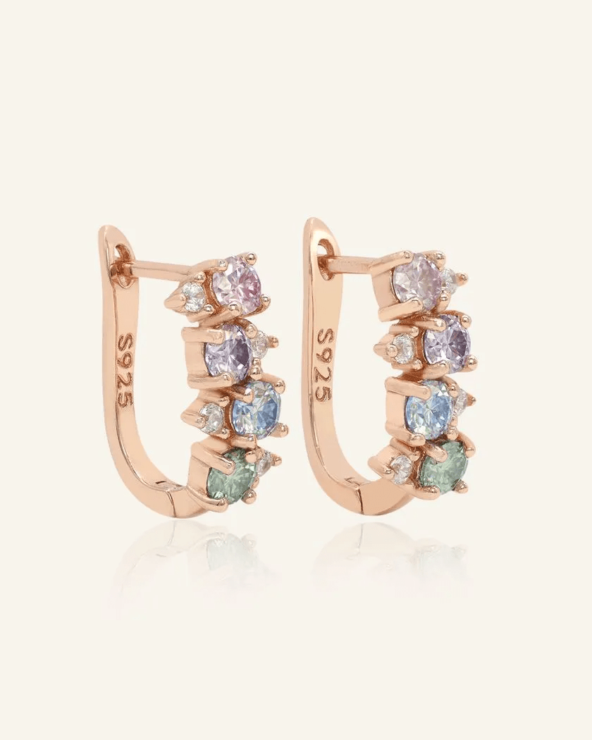 Pastel Moissanite Cluster Huggies - Love Estella