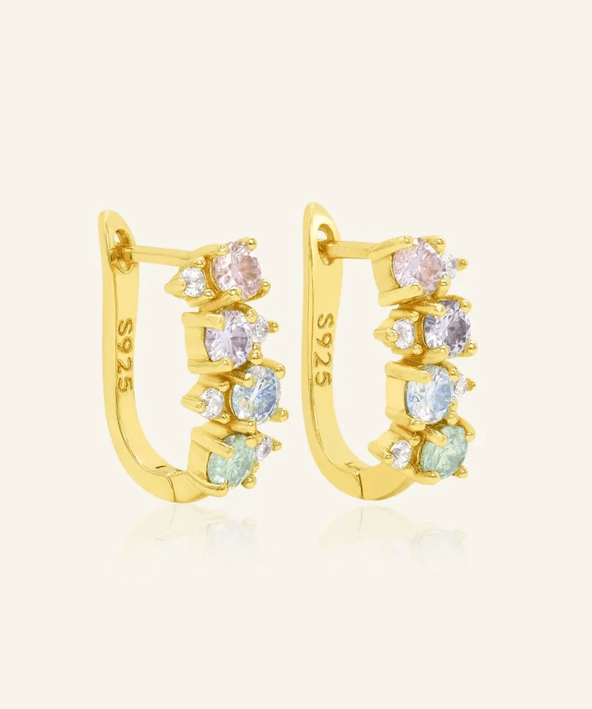 Pastel Moissanite Cluster Huggies - Love Estella