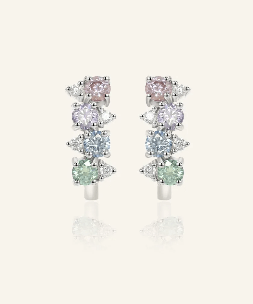 Pastel Moissanite Cluster Huggies - Love Estella