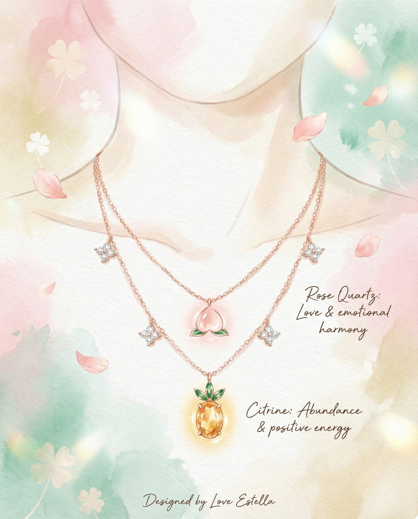 Peach Blossoming Layered Necklace - Love Estella