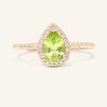 Peridot Teardrop Halo Ring - Love Estella