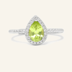 Peridot Teardrop Halo Ring - Love Estella