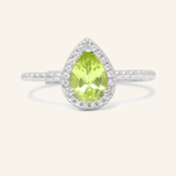 Peridot Teardrop Halo Ring - Love Estella
