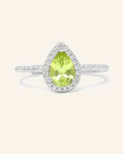 Peridot Teardrop Halo Ring, product image
