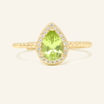 Peridot Teardrop Halo Ring - Love Estella