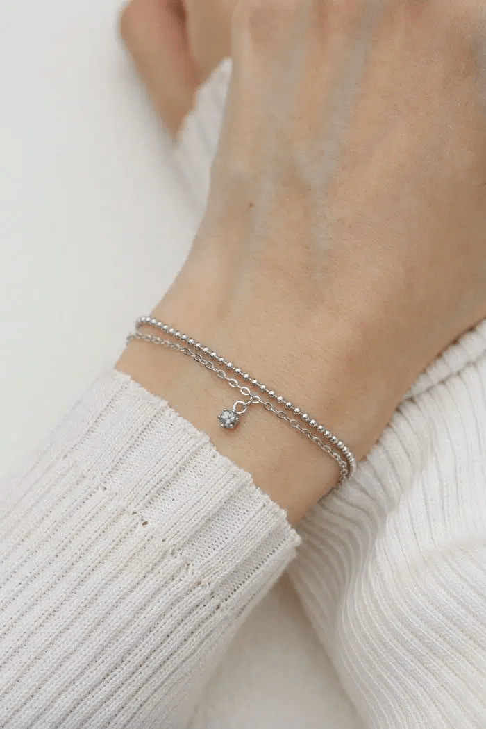 Petite Layering Bracelet (Grey Spinel) by Elate - Love Estella