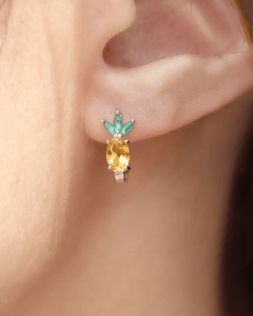 Pineapple Citrine Huggies - Love Estella