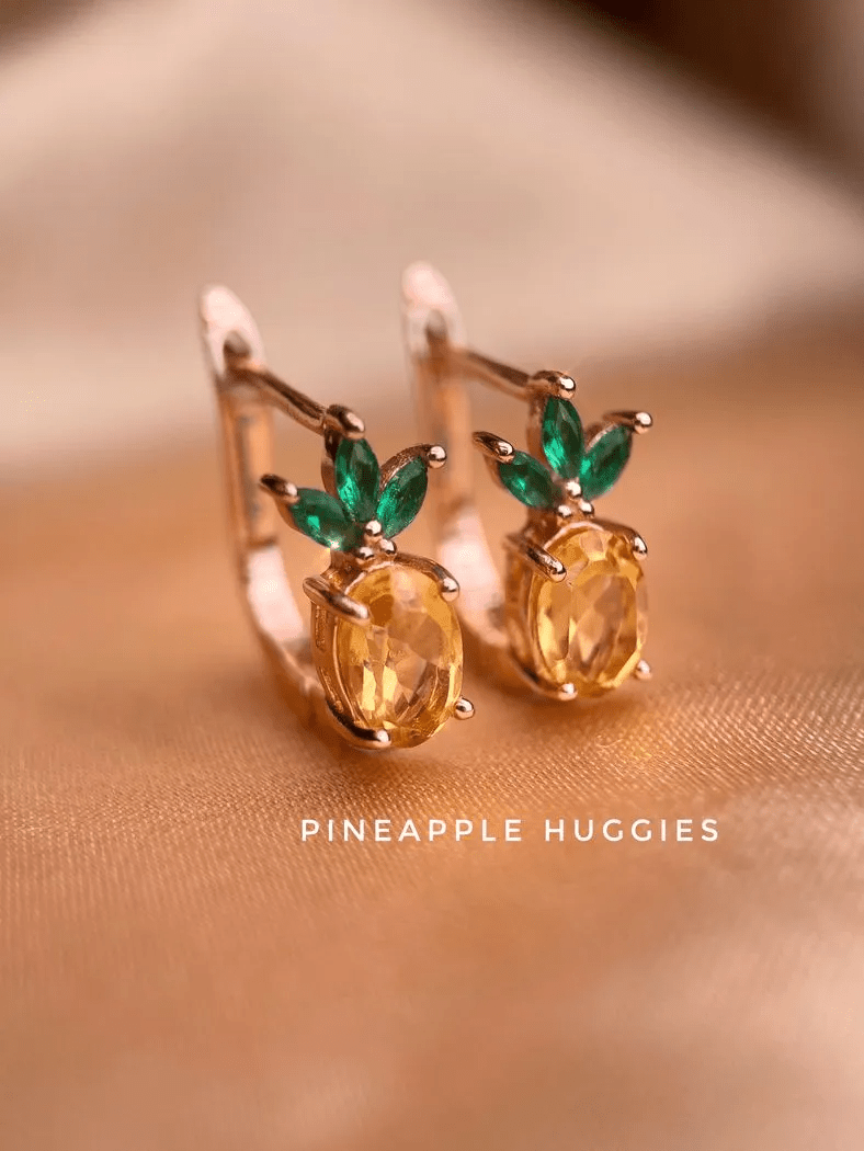 Pineapple Citrine Huggies - Love Estella