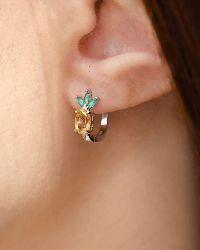 Pineapple Citrine Huggies - Love Estella