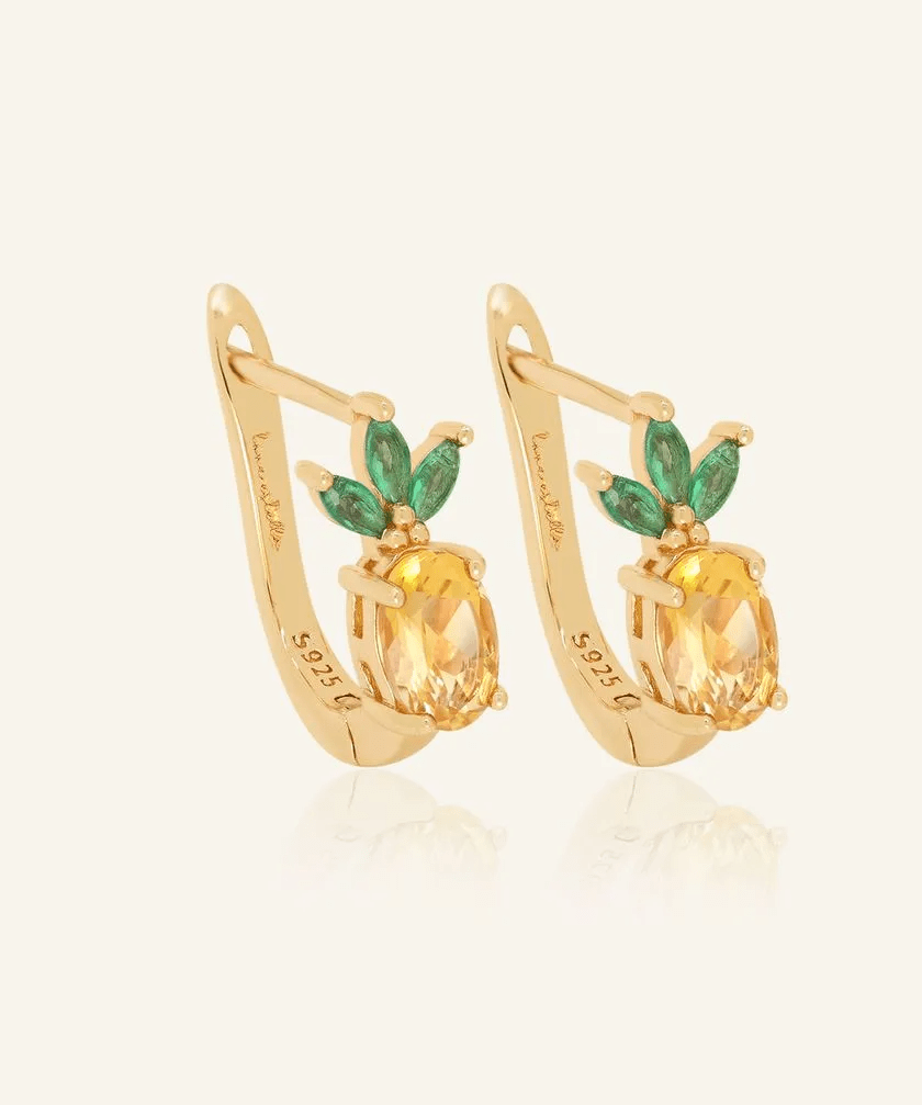 Pineapple Citrine Huggies - Love Estella
