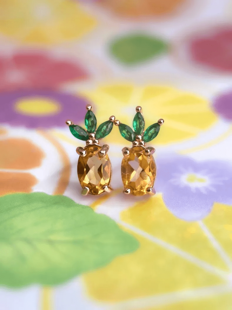 Pineapple Citrine Studs - Love Estella