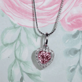 Pink Moissanite Heart Halo Necklace by Elate - Love Estella