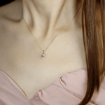 Pink Moissanite Heart Halo Necklace by Elate - Love Estella