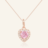 Pink Moissanite Heart Halo Necklace by Elate - Love Estella