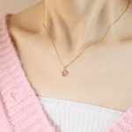 Pink Moissanite Heart Halo Necklace by Elate - Love Estella