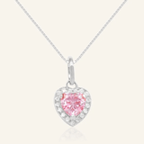 Pink Moissanite Heart Halo Necklace by Elate - Love Estella
