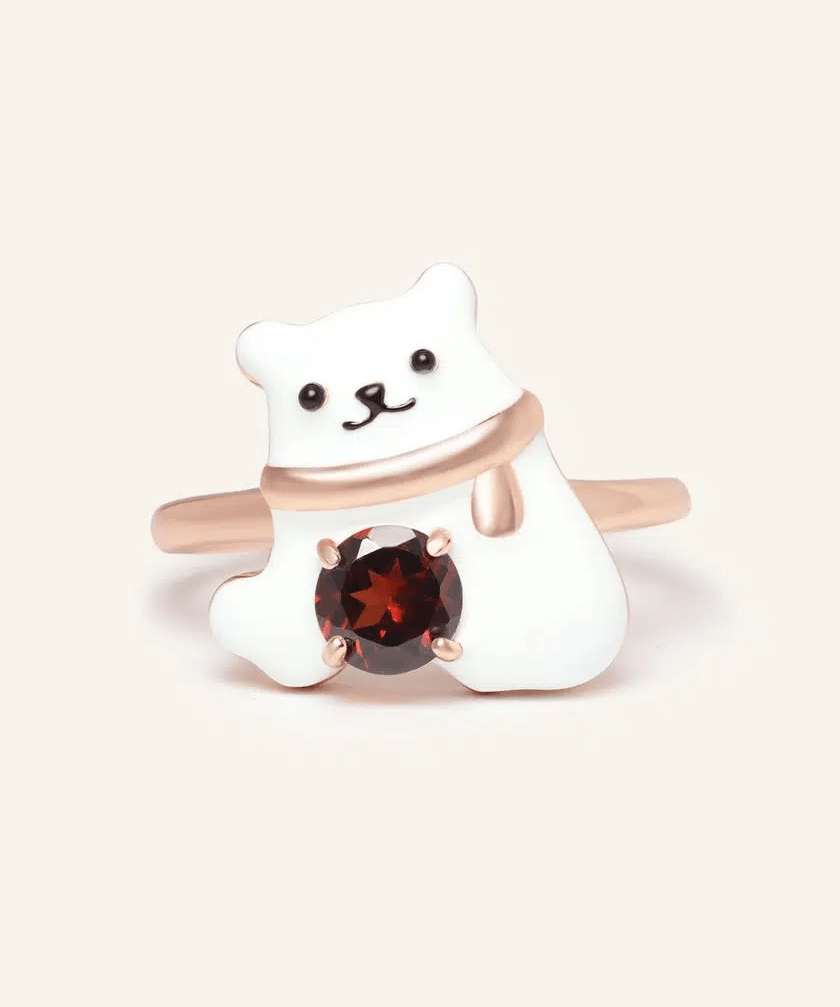 Polar Bear Garnet Ring - Love Estella