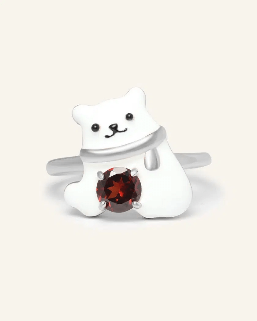 Polar Bear Garnet Ring - Love Estella