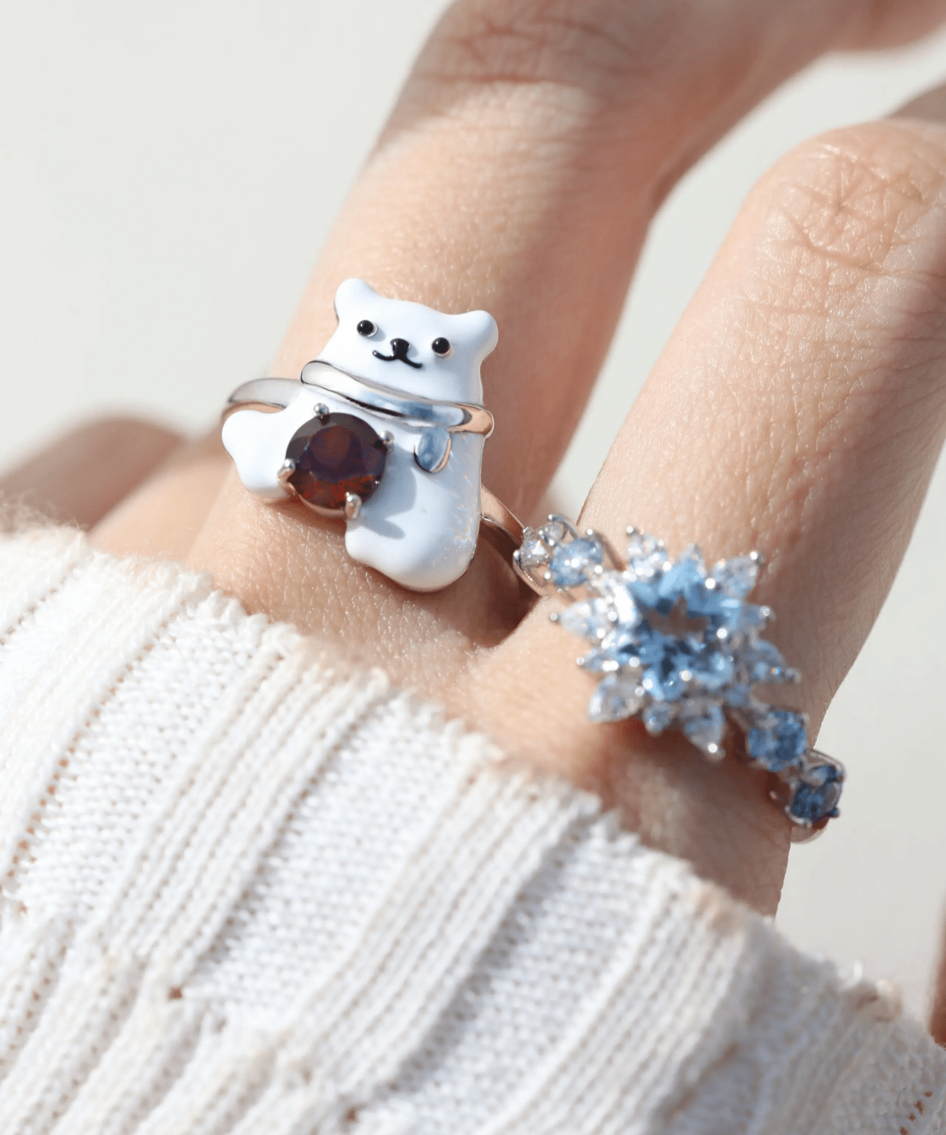 Polar Bear Garnet Ring - Love Estella