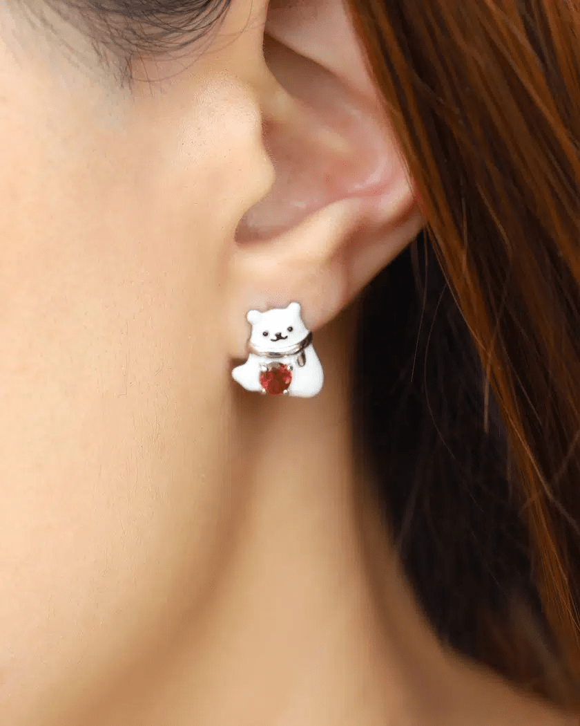 Polar Bear Garnet Studs - Love Estella