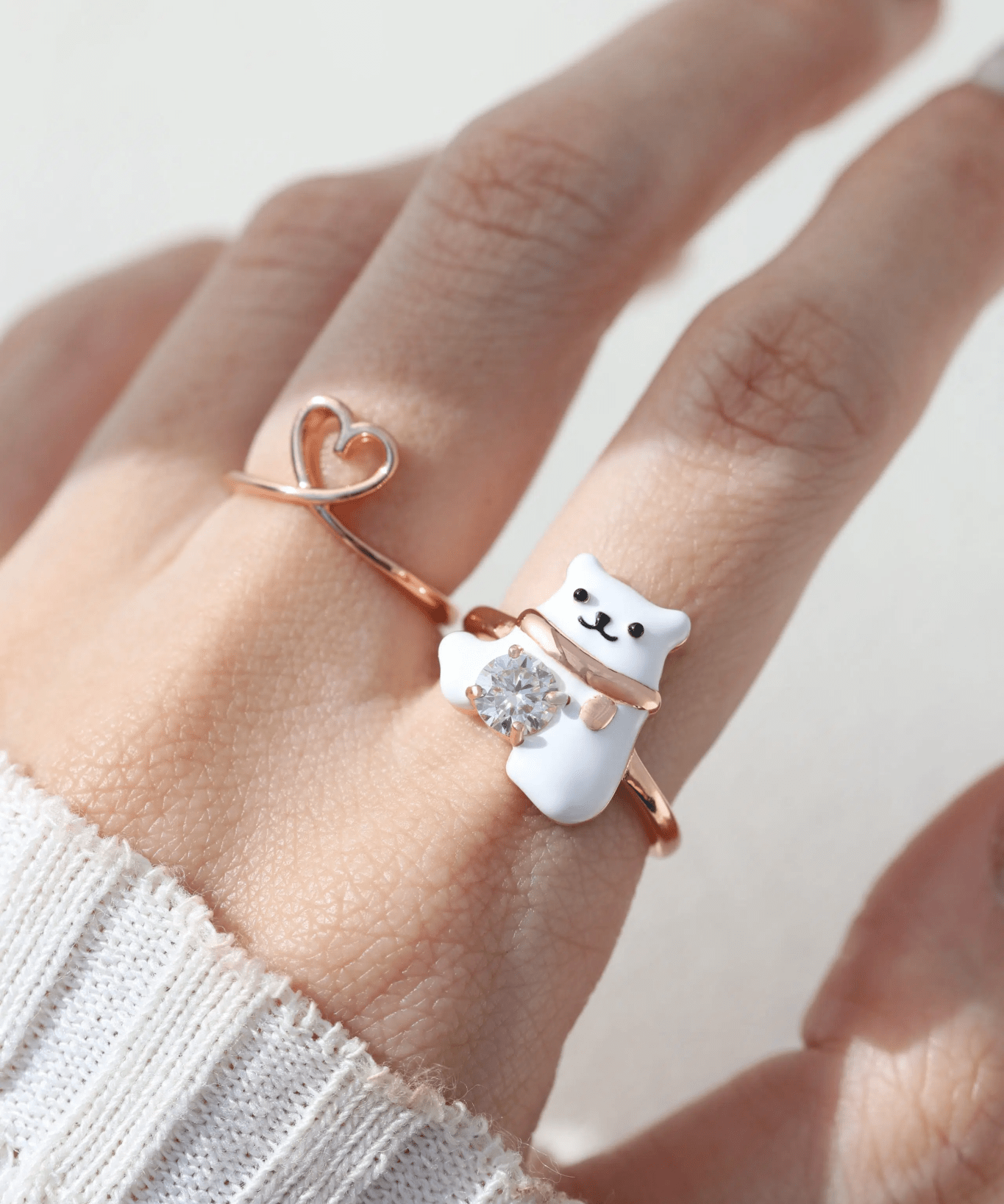 Polar Bear Moissanite Ring - Love Estella