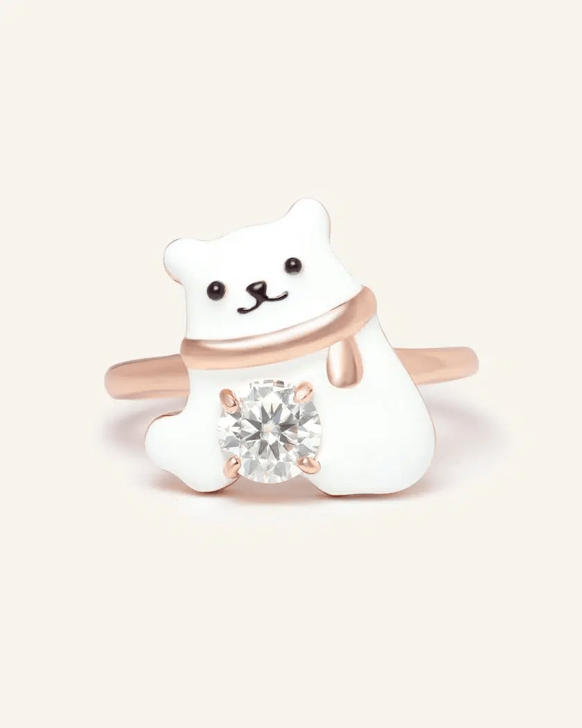 Polar Bear Moissanite Ring - Love Estella