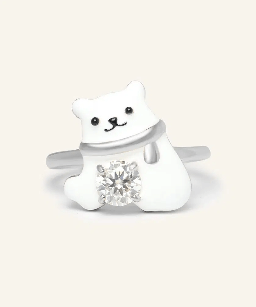Polar Bear Moissanite Ring - Love Estella