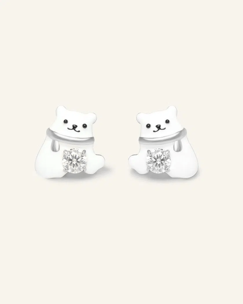 Polar Bear Moissanite Studs - Love Estella